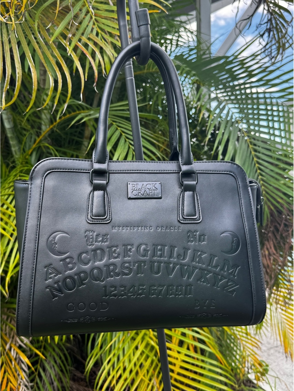 Blackcraft Cult Faux Leather Satchel Bag with Ouija design embossed on the front